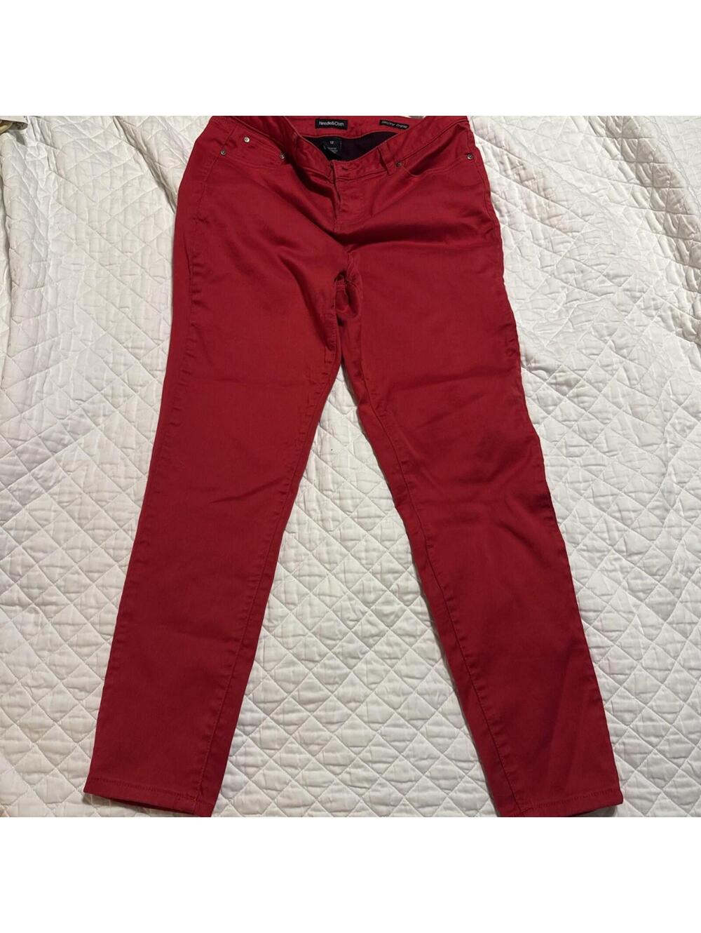 NEEDLE & CLOTH WOMENS PANTS RED SIZE 12 COTTON POLYESTER Skinny Ankle